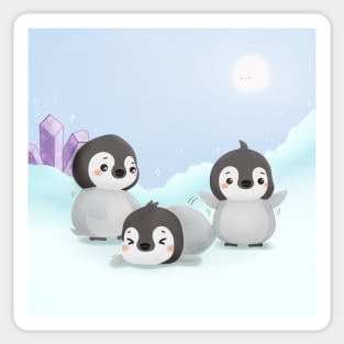 Three Cute Emperor Baby Penguins Sticker